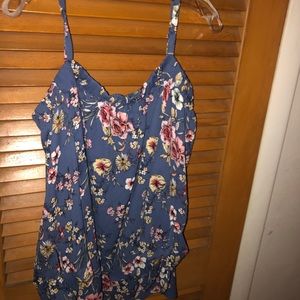 Floral strap/off the shoulder shirt